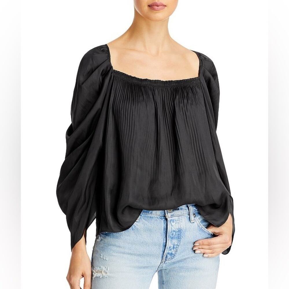 Kobi Halperin Dina Pleated Square-Neck Blouse Size XS